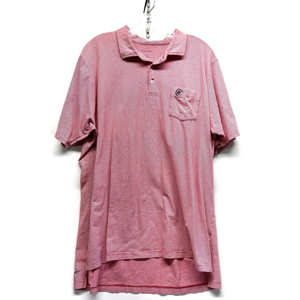 B Draddy Mens XL Red/White Striped Polo Shirt (A4)